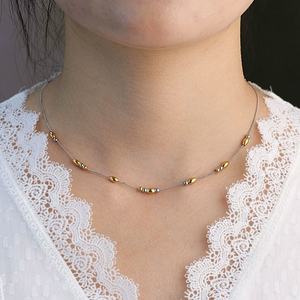 Collar de Acero Inoxidable con Baño de Oro de 18k, Resistente al Agua y al Deslustre, con Cuentas de Arroz y Oliva, para Mujer - Product Image 3