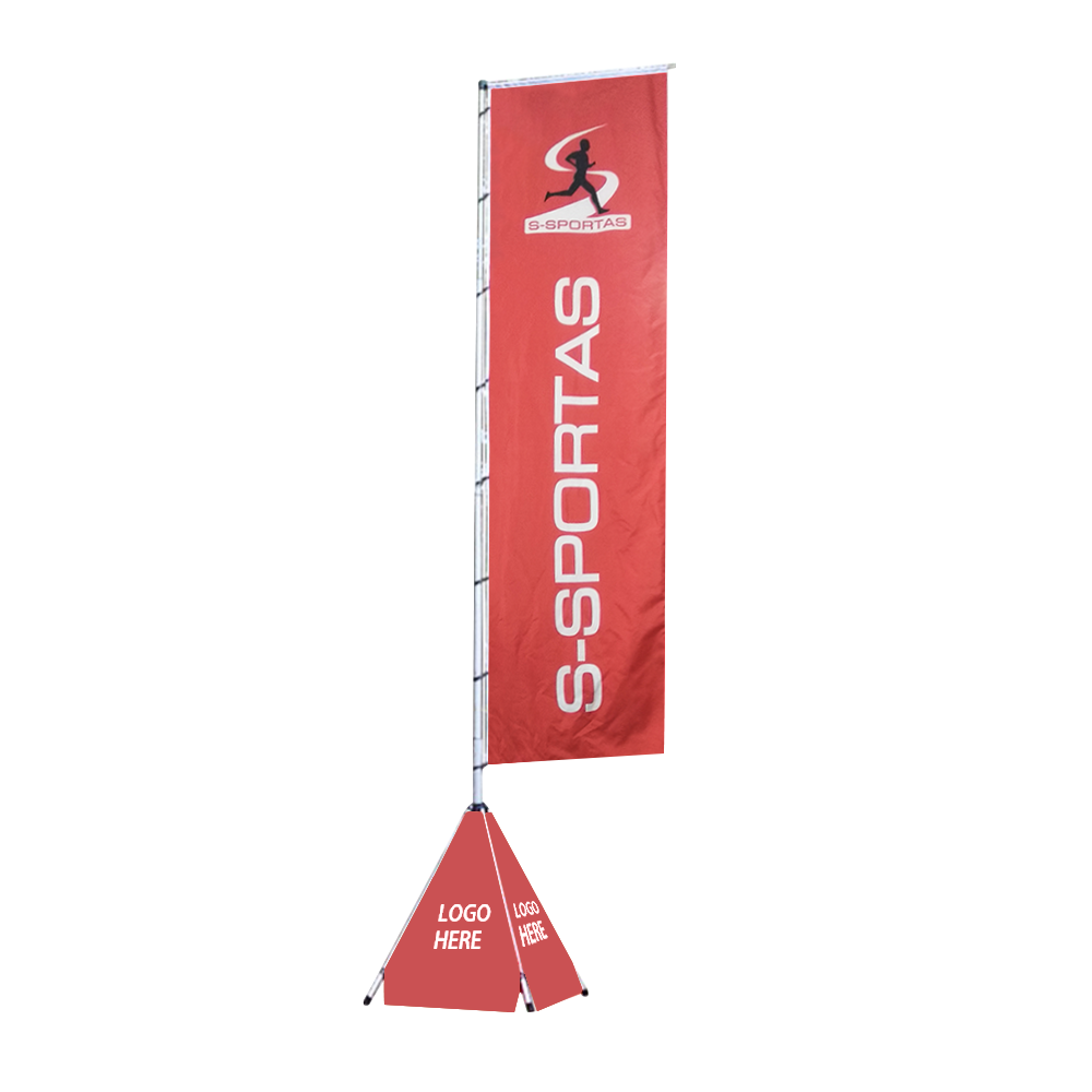 Bandera de 5m + Asta + Base Plegable