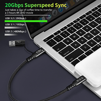 Kabel Data USB C 2-in-1 USB3.2 Gen2 20Gbps Bandwidth PD 240W Pengisian Cepat Video 4K Berlapis Emas Nilon/PVC Ramah Lingkungan Laptop SSD