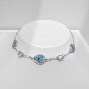 wholesale sterling silver plata 925 eye hand chain bracelet Everyday Wear Turquoise Rhodium Plated designer <b>charms</b> bracelets - Product Image 1