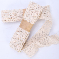 Bordure en dentelle à œillets au Crochet en coton, ruban en dentelle Vintage, bord festonné pour la décoration de mariage