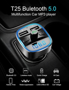 AGETUNR-cargador USB inalámbrico T25 para coche, reproductor de <span class=keywords><strong>Radio</strong></span> MP3, Kit de manos libres de alto rendimiento, <span class=keywords><strong>Bluetooth</strong></span>, transmisor FM con luz, <span class=keywords><strong>Amazon</strong></span> - Product Image 2