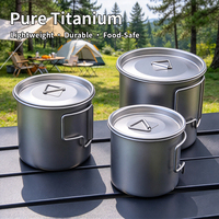 Tasse à eau légère pliable de qualité alimentaire 99,7 % en titane pur pour pique-nique, randonnée, camping, thé et café