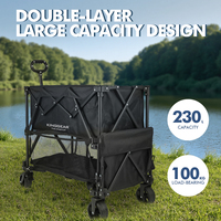 KINGGEAR-Chariot de sport pliable pour le camping et la pêche, 170L, double étage, pliable, avec roues