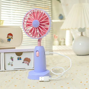 Portable Daisy <b>Fan</b> With Phone <b>Stand</b> Rechargeable USB Handheld Desk <b>Fan</b> 5V DC Motor 2W Battery Included - Product Image 3