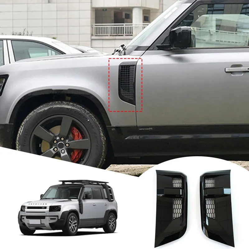 Car Decorative Side Trim Cover Steel Air Flow Intake Scoop Vent Snow Cover For Land Rover Defender 2 Pc 2020 2021 2022 2023