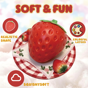 Jouet Squishy Géant Fraise, à Rebond Lent, en TPR Souple, Anti-Stress, Forme de <span class=keywords><strong>Fruit</strong></span> Réel, Jouet Sensoriel Fidget - Product Image 2