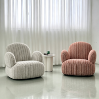 Fauteuil pivotant vintage français Cactus, fauteuil de loisirs de luxe en chenille avec un design doux et durable pour appartement et salon