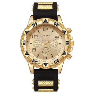 Reloj Deportivo de Lujo para Hombre con Esfera Azul, Bisel Dorado, Correa de Silicona y Función de Cronógrafo - Product Image 3