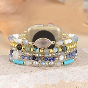 Eraysun pierre naturelle lien Boho <span class=keywords><strong>Bracelet</strong></span> bande Smartwatch <span class=keywords><strong>Bracelet</strong></span> pour Iwatch série 8 7 6 pour <span class=keywords><strong>Apple</strong></span> <span class=keywords><strong>Watch</strong></span> Band bijoux - Product Image 6