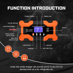 Caricabatterie per <span class=keywords><strong>Auto</strong></span> al Piombo-Acido con Display Digitale Touch Screen 12V, Caricatore Intelligente ad Alta Prestazione con Riparazione a Impulsi Personalizzabile - Product Image 2