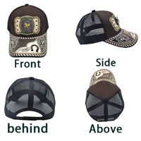 Gorra de Béisbol Unisex con Logo 3D de Metal Estilo Occidental, Informal, de Mezclilla, Lona, Malla, para Pesca al Aire Libre