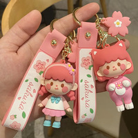 Porte-clés en silicone 3D mignon de dessin animé pour filles, accessoires de décoration pour sacs à main et clés de voiture, cadeau pour enfants, vente en gros