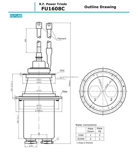 Tube d'oscillation à triode électronique RF FU1608C d'origine chinoise BEIJING, tube de puissance pour machine haute fréquence - Product Image 3