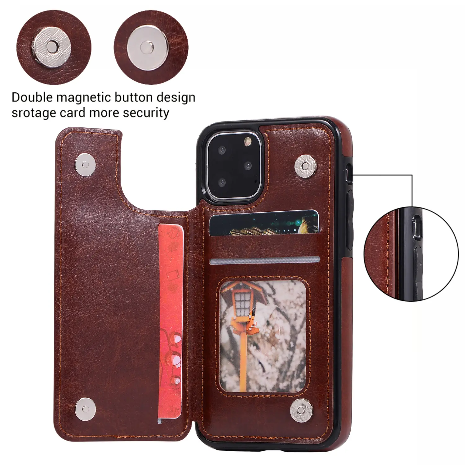 Creative Genuine Leather With Wallet Case For iPhone 14/13/12/11 Pro Max Waterproof For Apple 7/8 Plus Mobile Phone Case
