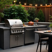 Îlot de barbecue de cuisine extérieure portable en aluminium, imperméable, écologique, pour plus de 5 personnes, armoires durables, meubles de patio