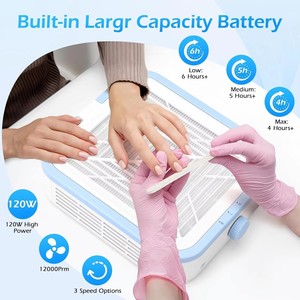Potente extractor de polvo de uñas metálico de 120W, aspirador eléctrico, máquina recolectora de polvo para uñas acrílicas, bajo nivel de ruido HK - Product Image 2