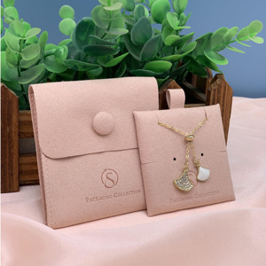 Bolsa de Microfibra Azul para Empaque de Joyería y Almohadilla Protectora, Bolsa de Joyería con Solapa de Gamuza Personalizada - Product Image 2
