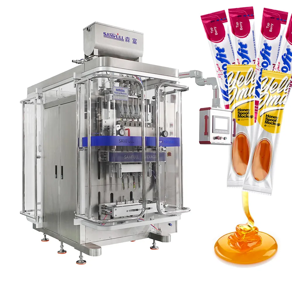 Stoel Multi-Lane Sachet Vloeibare Ketchup Saus Vulling Verpakkingsmachine Verticale Honing Fruit Jelly Stick Verpakkingsmachine