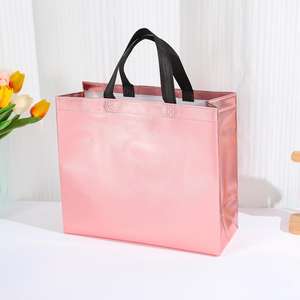 Bolsa de Compras Ecológica Reciclada Personalizada, Bolsa No Tejida Plateada Metálica con Laminación Dorada - Product Image 5