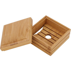 Boîte à <span class=keywords><strong>savon</strong></span> en bois de bambou naturel, boîte à <span class=keywords><strong>savon</strong></span>, conteneurs de plateau, support de rangement, plat avec couvercle, vente en gros 12 pièces - Product Image 1