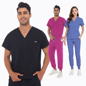 Kualitas tinggi multi-warna polos kostum penjara logo kustom scrub setelan celana atas logo oem seragam scrub spa salon kecantikan - Product Image 1