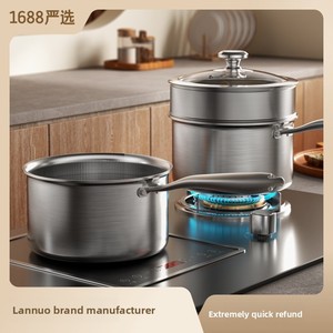 Pot à Aliments pour Bébé en Acier Inoxydable 316 Personnalisé avec Couvercle en Verre, Antiadhésif, Compatible <span class=keywords><strong>Lave</strong></span>-<span class=keywords><strong>Vaisselle</strong></span>, Durable, Petite Taille - Product Image 2