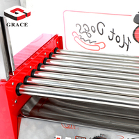 Nouvelle machine à hot-dogs commerciale en acier inoxydable, 7 rouleaux, équipement de snack, rouge, électrique, automatique
