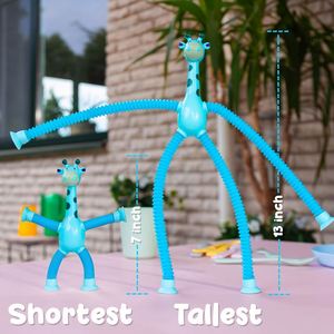 Jouet créatif et amusant en forme de girafe télescopique avec ventouse, tubes lumineux LED en plastique, jouets anti-stress - Product Image 2