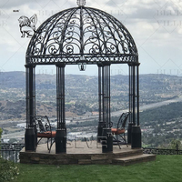 BLVE décor extérieur grand gazebo antique en métal rond gazebos de mariage en fonte pavillon avec pilier de statue de dame