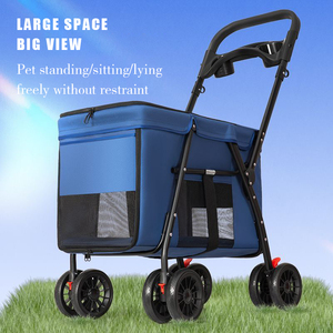 फोल्डेबल पोर्टेबल डिटेचटेबल थोक 4 पहियों को प्रबलित सार्वभौमिक यात्रा कुत्ते शो ट्रॉली - Product Image 6