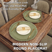 Nouveau Set de Table Moderne en Papier Écologique Tressé à Pompons, Couleur Unie, Anti-Chaleur, Antidérapant, Isolant, Décoration Hôtelière Style Occidental