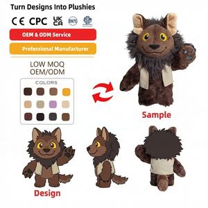 Peluche Personalizzati con Logo, Produttore di Giocattoli in Peluche, Lupo Marrone Personalizzato con Gilet e Imbottiture per Zampe, Bambola di Peluche - Product Image 1