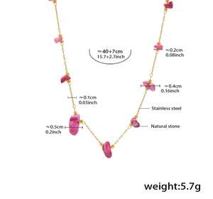 Collar Irregular con abalorio de <span class=keywords><strong>Chip</strong></span> Natural, cadena de acero inoxidable chapada en oro de 18 quilates, joyería de color caramelo para mujer - Product Image 5