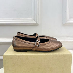 <span class=keywords><strong>Ballerine</strong></span> Mary Jane in Maglia <span class=keywords><strong>con</strong></span> Suola Piatta in Vera Pelle, Punta Tonda, Doppia Cinghia <span class=keywords><strong>con</strong></span> Chiusura a Fibbia, per Primavera Estate - Product Image 5