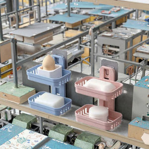 Conjunto de 2 Peças de Prateleira de Armazenamento Plástica Ecológica e Suporte para Sabonete com Design Redondo Moderno para Uso em Banheiro - Product Image 3