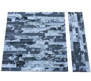 梦幻皇家芭蕾黑色花岗岩黑白花岗岩堆叠文化石墙面覆层面板150x600mm毫米