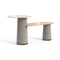 Ensemble de table de salon de bureau moderne avec longue banquette et table basse ronde pour zone de réception