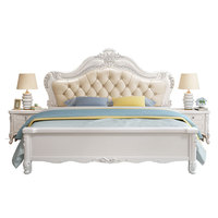 Lit double style européen moderne et simple, sac en bois massif souple, de princesse, chambre principale, lit de rangement haute boîte