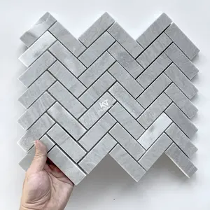 Foshan High Quality Grey Herringbone Marble Wall Mosaic Tiles Supplier