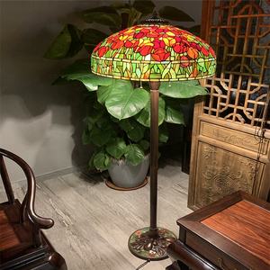 Lámpara de Techo Eléctrica Retro de Hierro Fundido con Diseño de Tulipán <span class=keywords><strong>Tiffany</strong></span> de 20 Pulgadas, Lámpara de Mesa Festiva para Bodas, Sala de Estar, Estudio, Hoteles - Product Image 4