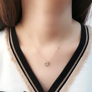 ठोस सोने असली हीरे के लिए गोल आकार आकर्षण हार महिलाओं के गहने नई डिजाइन 18K शुद्ध लटकन हार लिंक श्रृंखला 1 Pcs