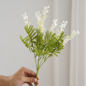 Promotion : Tige de plante artificielle floquée, Acacia doré, fleur de Wattle artificielle pour la décoration florale de table à la maison - Product Image 3