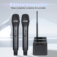 Microphone sans fil numérique UHF LS05, lot de 2 avec station de charge, charge rapide magnétique, alimentation externe USB pour karaoké