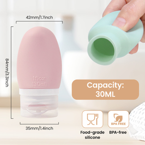 ขวดซิลิโคนกันน้ำแบบบีบได้ ขนาด 60 มล. สำหรับเดินทาง สัมผัสนุ่ม บรรจุภัณฑ์เปล่าสำหรับโลชั่น สามารถเติมได้ เหมาะสำหรับของใช้ในห้องน้ำ - Product Image 2