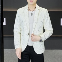 Nouvelle veste de costume homme à simple boutonnage, style coréen, mode, à sequins, infroissable, coupe ajustée, blazer décontracté, col cranté, machine