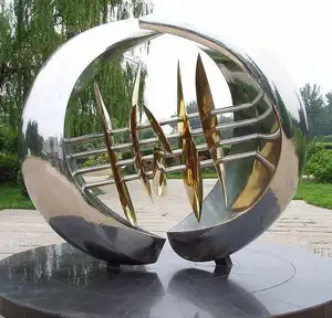 Escultura de aço inoxidável personalizada de metal grande para decoração de jardim ao ar livre, saída de fábrica