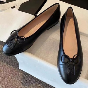 Scarpe da Donna C Family Stile Francese, <span class=keywords><strong>Ballerine</strong></span> con Fiocco e Tacco Basso, Nuova Collezione 2024 in Vera Pelle - Product Image 1