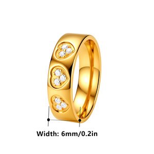 Anello con Cuore in Zirconia da 6mm, Acciaio Inossidabile 304 Placcato Oro, Delicato Anello Promessa d'Amore per Donne - Product Image 6