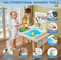 Bureau de jeu extérieur de plateau d'eau de bébé éducatif sensoriel en bois avec l'ensemble de jouet de plage de stockage pour des enfants tout-petits